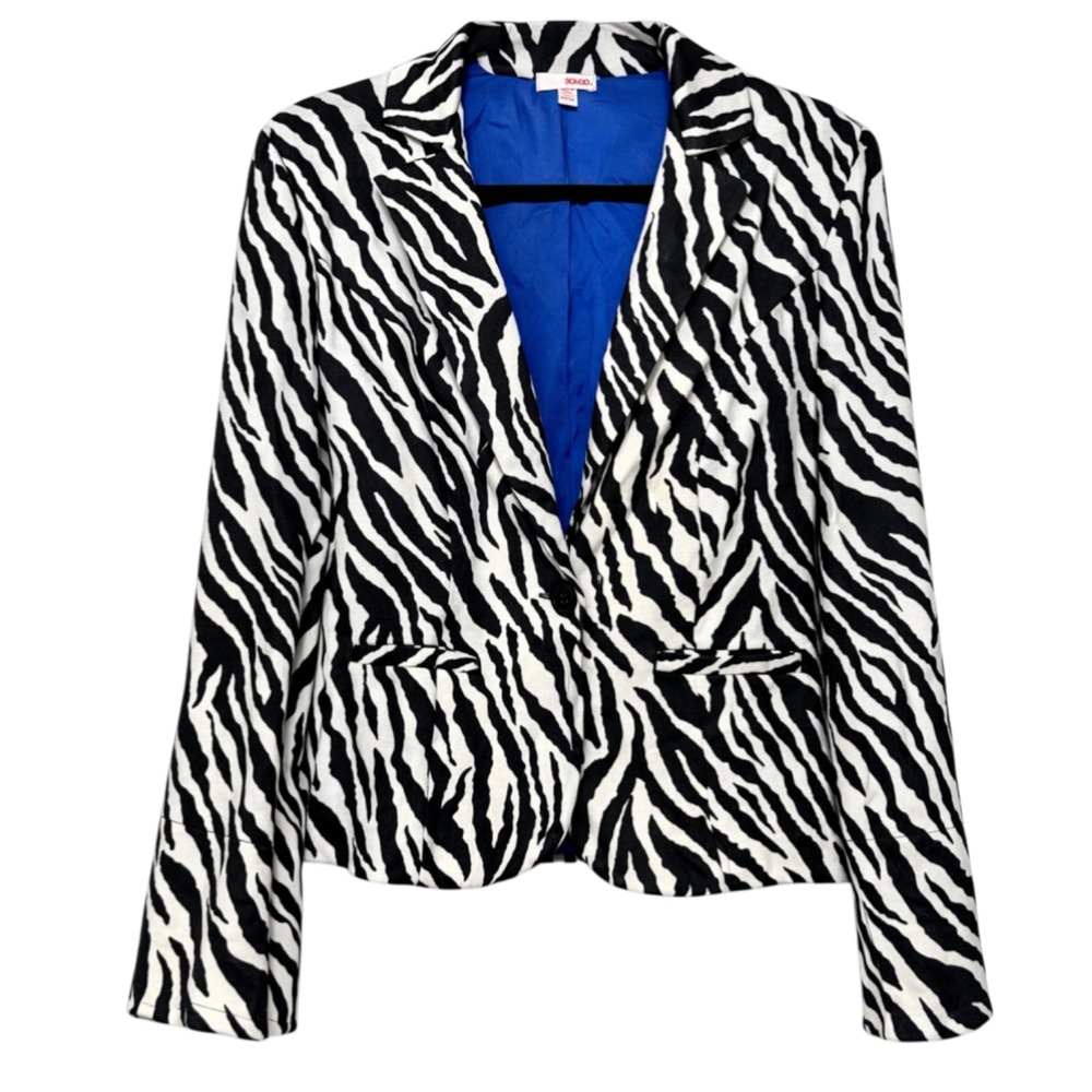 Y2K NWT Bongo Mob Wife Retro Mod Print Blazer Womens Size M Glam Statement